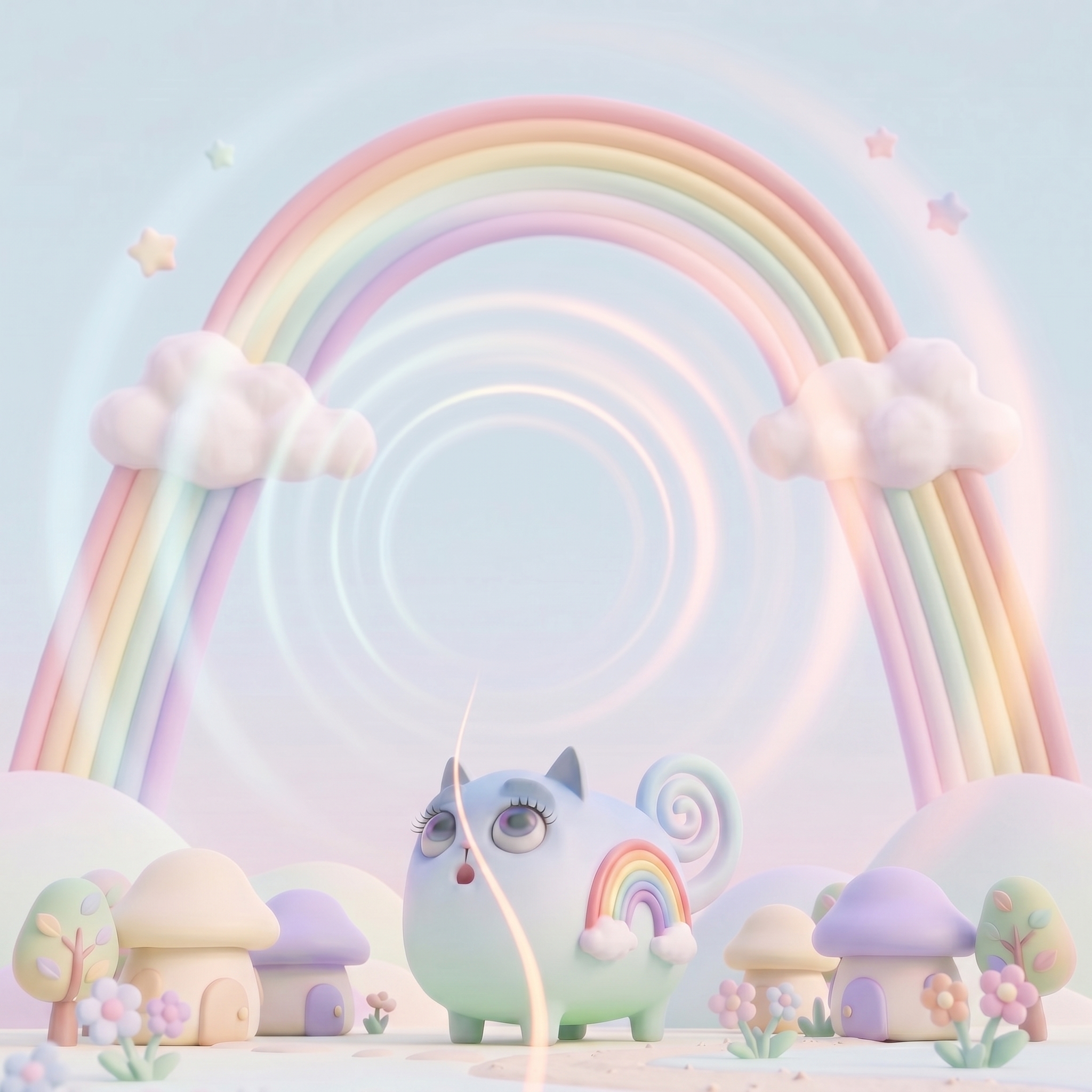 Rainey calling her name into the rainbow, colors shimmering back at her